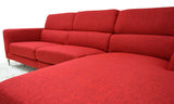 Contemporary Red Fabric Sectional with Chrome Legs